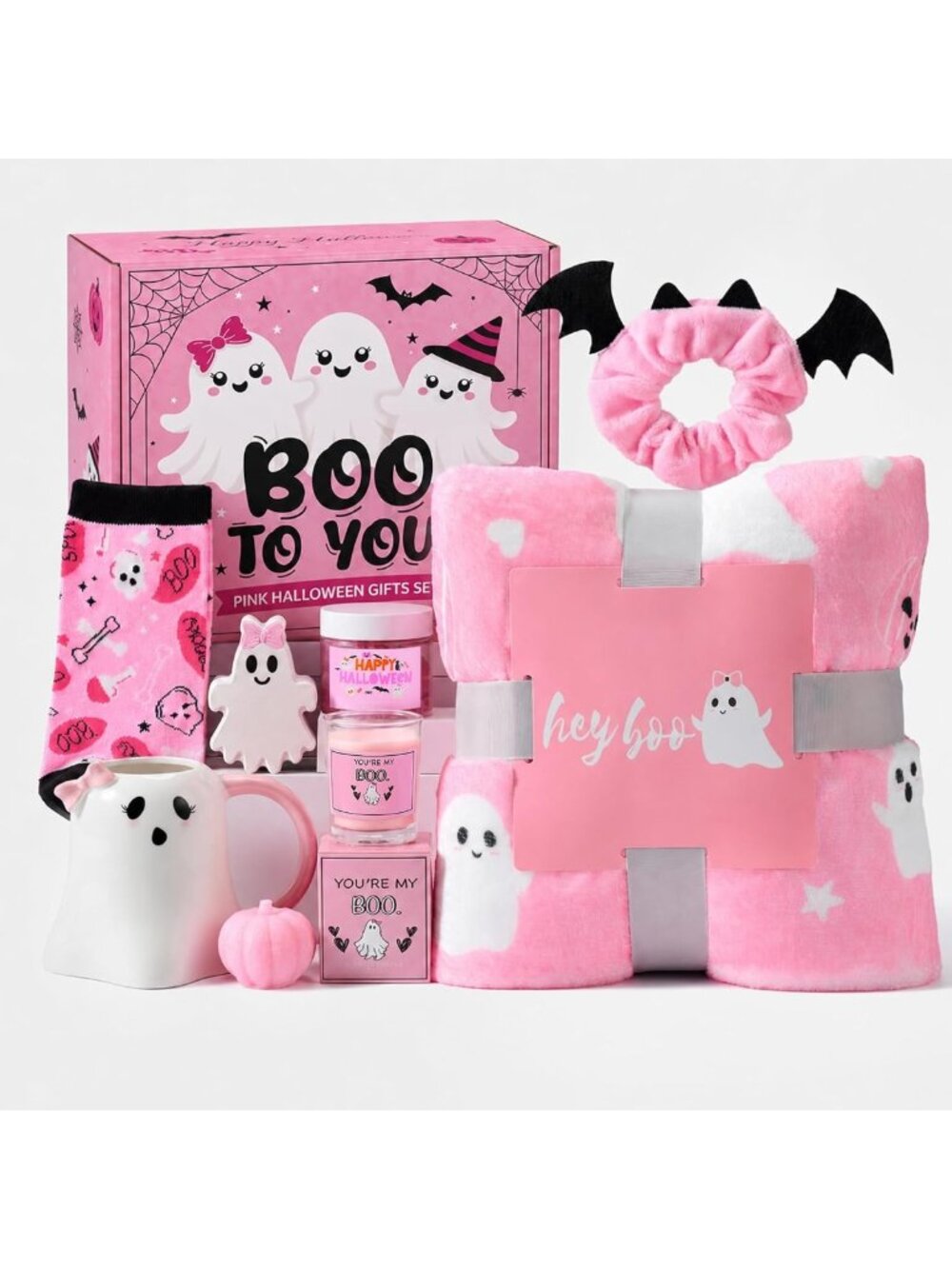 Pink Halloween Gifts for Women & Teens - Fun Boo Basket Stuffers & Treats